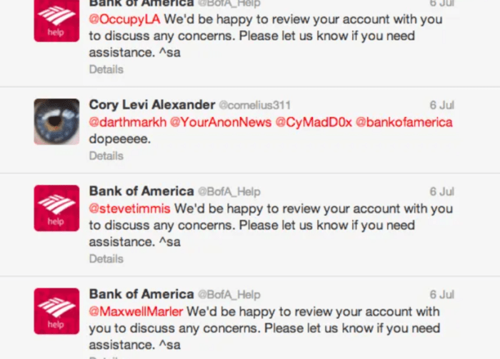 Bank of America screenshot